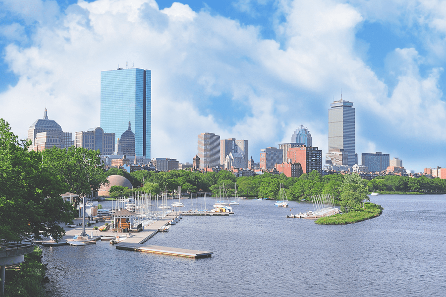 A view of the city skyline from across the water.