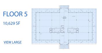 A floor plan of the top level of a building.