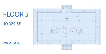 A floor plan of the top level of a building.