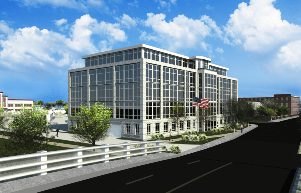 A rendering of the building that is being built.