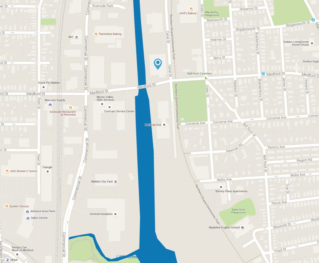 A map of the city with a river in it