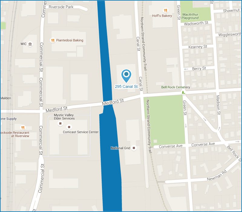 A map of the city with a blue marker on it.