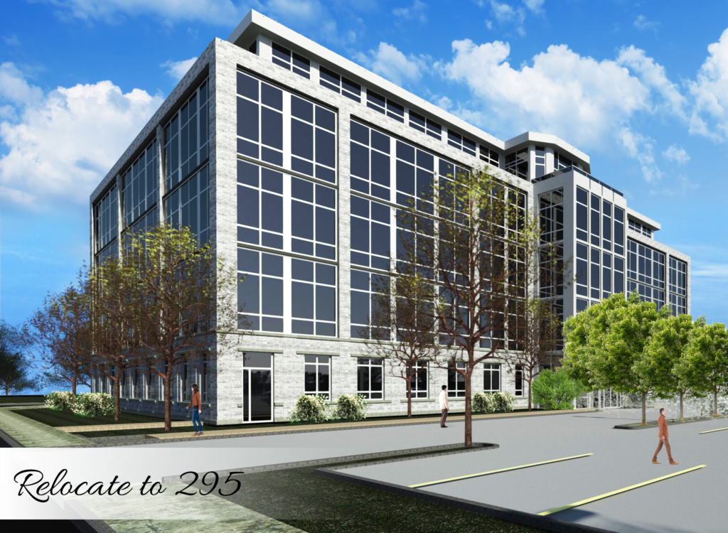 A rendering of the new building on the corner.