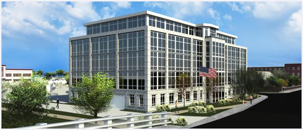 A rendering of the new building.