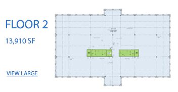 A floor plan of the building with two green squares.