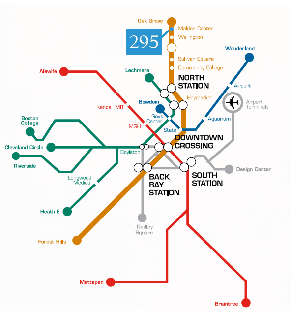 A map of the subway system with all stops.